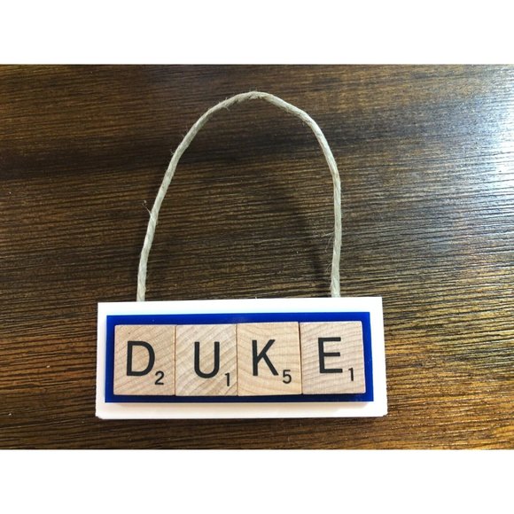 DUKE University Blue Devils Christmas Ornament Scrabble Tiles - Picture 1 of 3